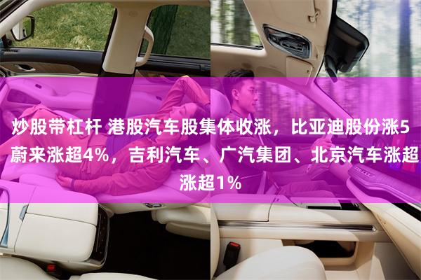 炒股带杠杆 港股汽车股集体收涨，比亚迪股份涨5%，蔚来涨超4%，吉利汽车、广汽集团、北京汽车涨超1%