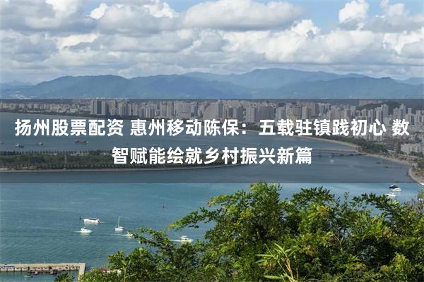 扬州股票配资 惠州移动陈保：五载驻镇践初心 数智赋能绘就乡村振兴新篇