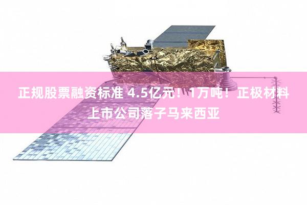 正规股票融资标准 4.5亿元！1万吨！正极材料上市公司落子马来西亚