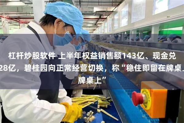 杠杆炒股软件 上半年权益销售额143亿、现金兑付28亿，碧桂园向正常经营切换，称“稳住即留在牌桌上”
