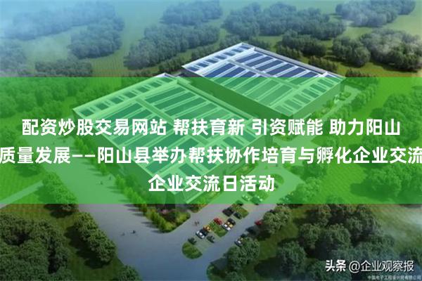 配资炒股交易网站 帮扶育新 引资赋能 助力阳山企业高质量发展——阳山县举办帮扶协作培育与孵化企业交流日活动