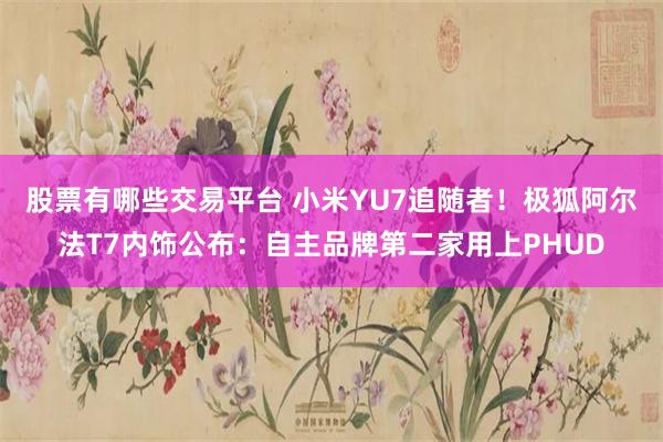 股票有哪些交易平台 小米YU7追随者！极狐阿尔法T7内饰公布：自主品牌第二家用上PHUD